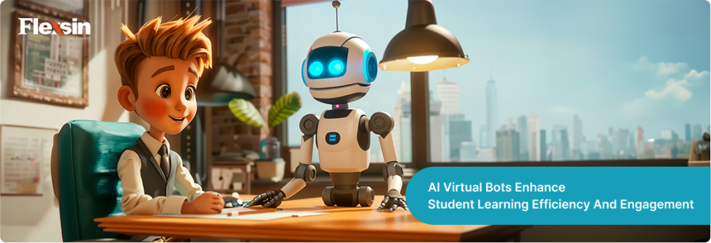 AI education tools like virtual learning assistants and generative AI tutors improving learning outcomes through seamless LMS integration | Flexsin