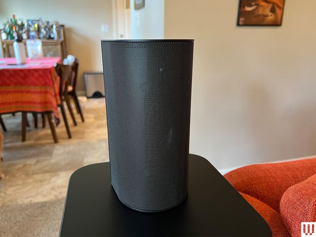 Image may contain: Electronics, Speaker, Art, Painting, Lamp, Cylinder, Chair, Furniture, Desk, and Table