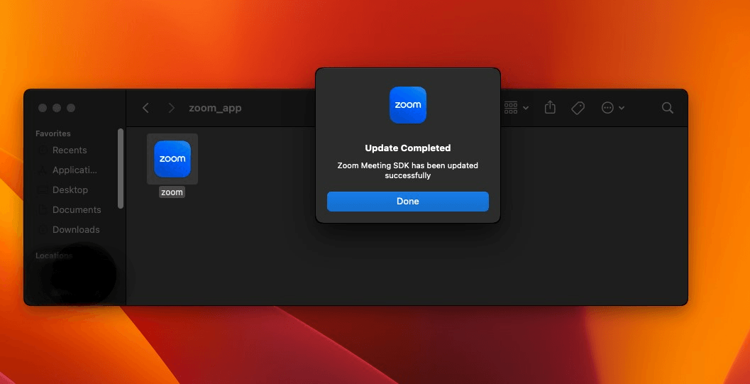 ZoomClutch success window displayed after password validation