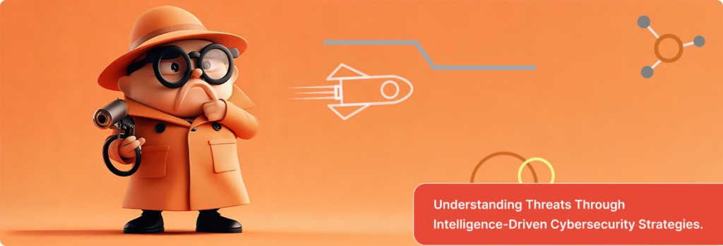 Transparent 3D spy character with gun and glasses taking confidential data, illustrating cyber threat intelligence analyzing security breaches.