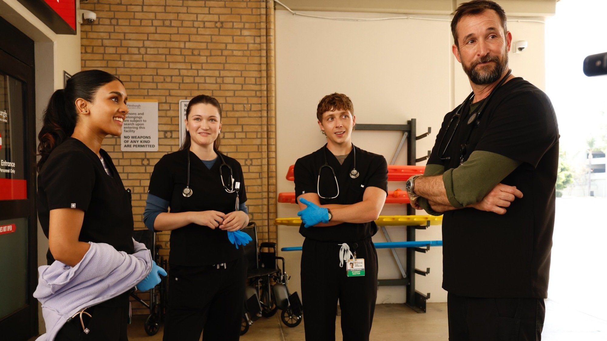Shabana Azeez, Isa Briones, Gerran Howell, and Noah Wyle in 